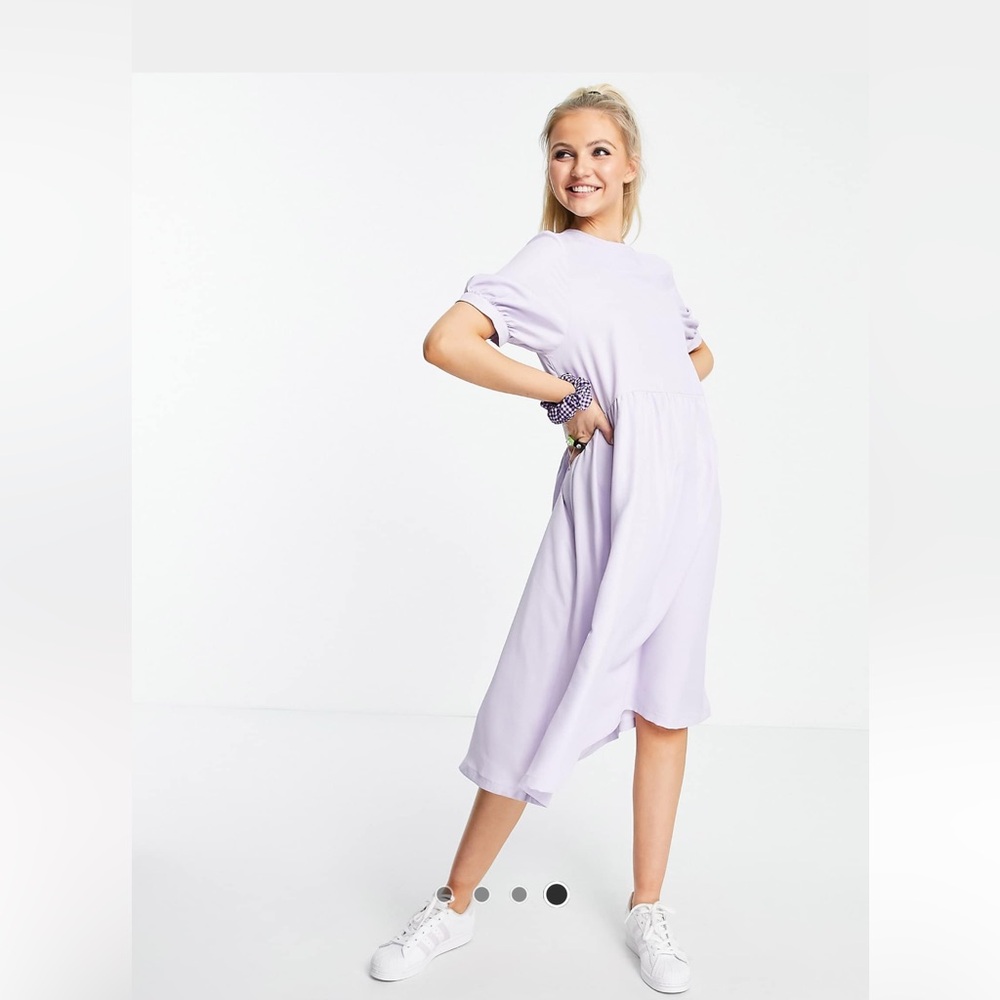 Lilac dress.